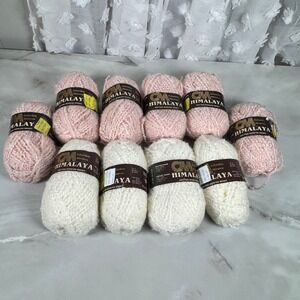Vintage Himalaya Yarn Lot of 10 Skeins 50 g Each 6 Blossom 4 Lily Mohair Acrylic